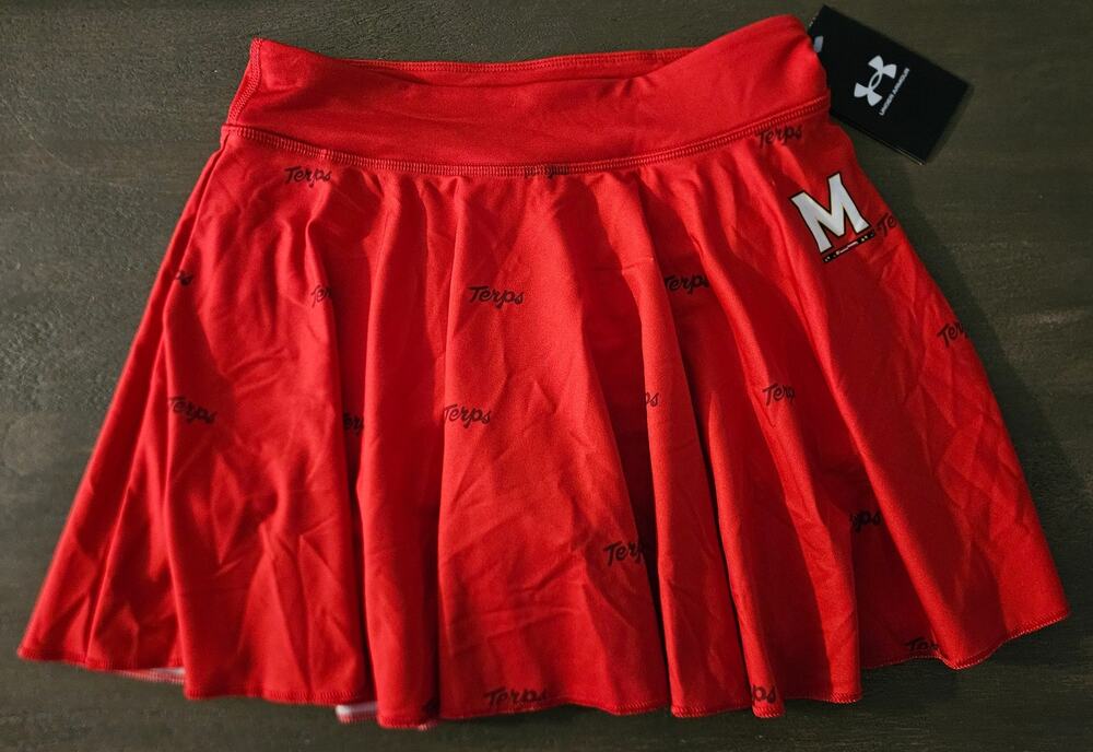 NWT UA Under Armour Girls Maryland Terrapins NCAA Skirt with Shorts Red Size YM